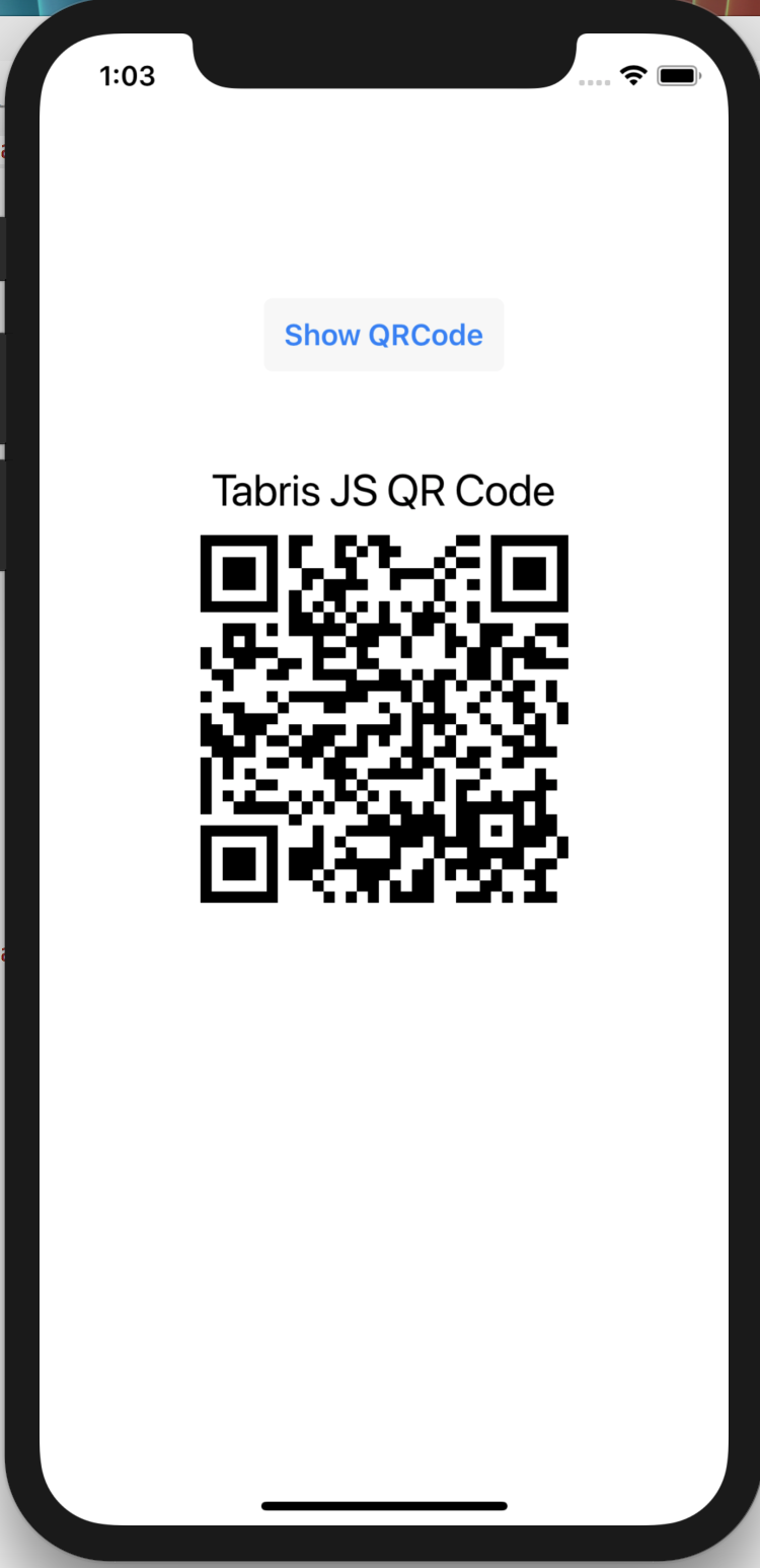 Tabris JS QR Code Generator Run on iOS